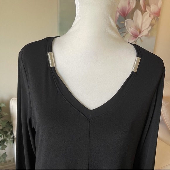 ZOE by Michael Phillips Black Handkerchief Dress With Embellished Collar - Picture 5 of 16